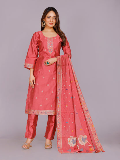 Aadhya Silk Straight-cut Suit - Roop Darshan