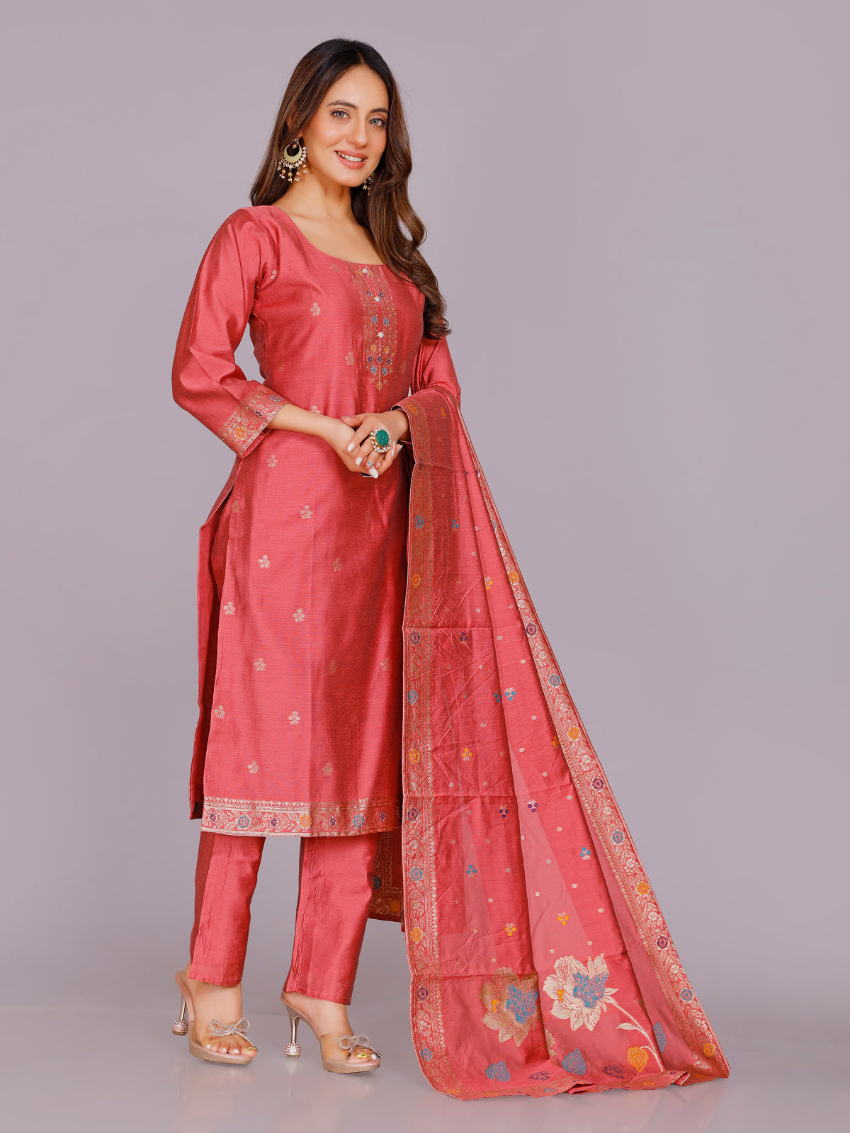 Aadhya Silk Straight-cut Suit - Roop Darshan