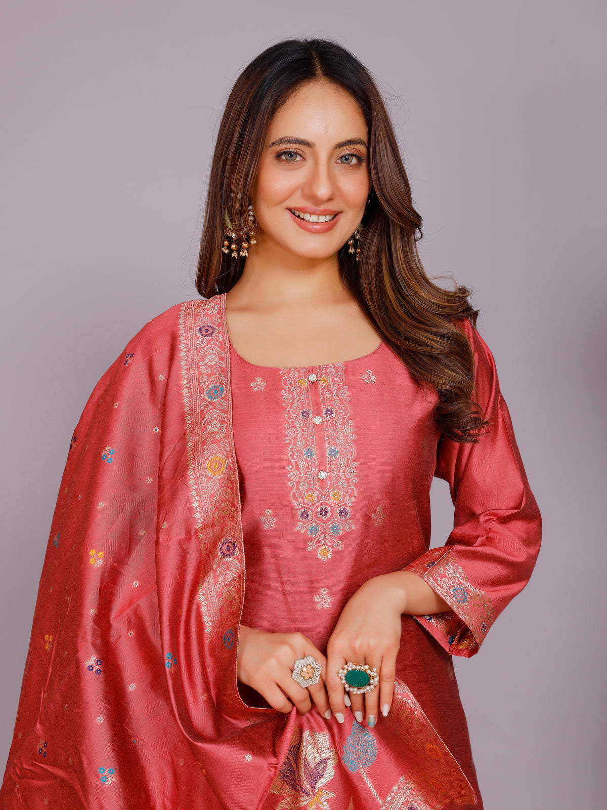 Aadhya Silk Straight-cut Suit - Roop Darshan