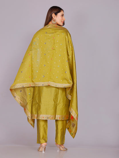 Aadhya Silk Straight-cut Suit - Roop Darshan