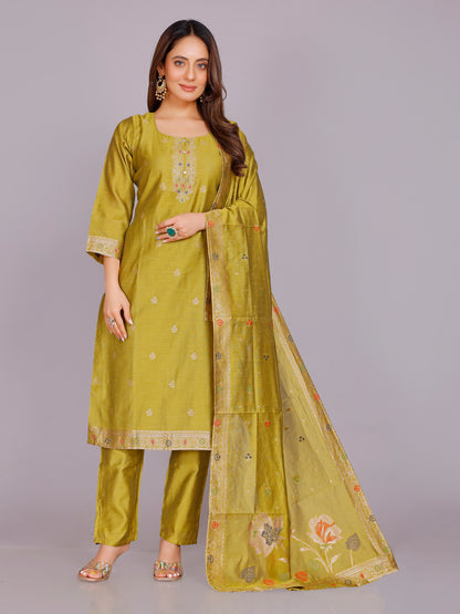 Aadhya Silk Straight-cut Suit - Roop Darshan