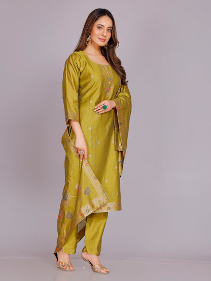 Aadhya Silk Straight-cut Suit - Roop Darshan