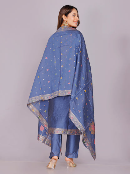 Aadhya Silk Straight-cut Suit - Roop Darshan