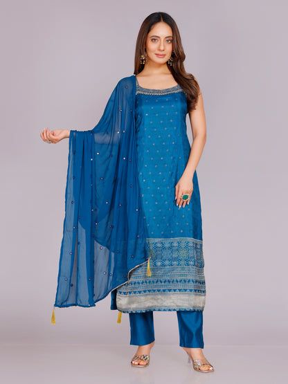 Aishani Silk Straight-cut Suit - Roop Darshan