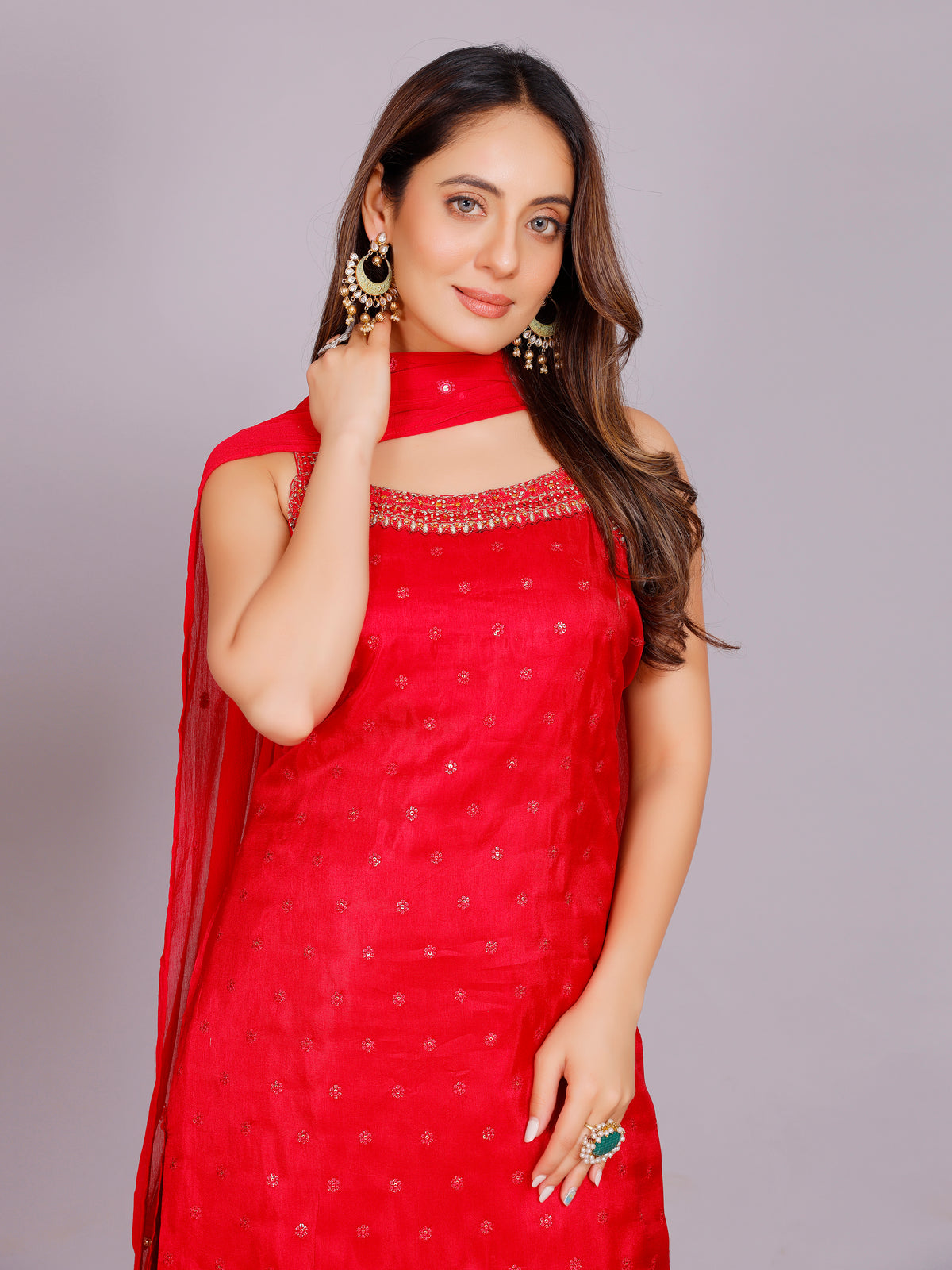 Aishani Silk Straight-cut Suit - Roop Darshan
