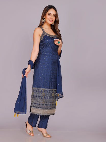 Aishani Silk Straight-cut Suit - Roop Darshan