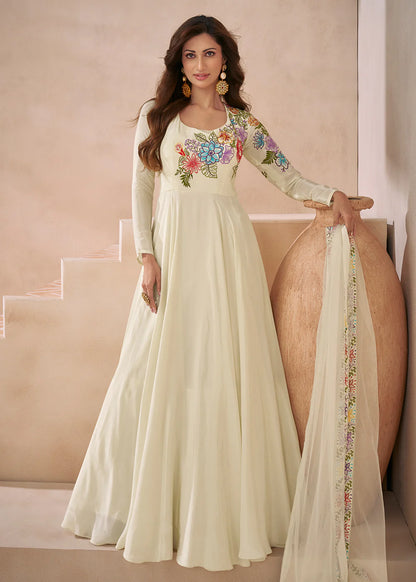 Neema Long Gown With Dupatta