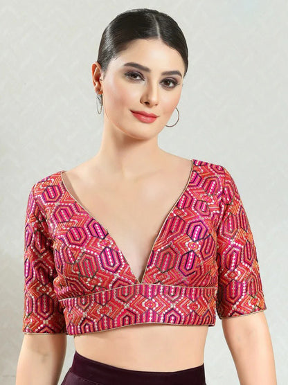 Silk Embroidered Work Blouse - Roop Darshan