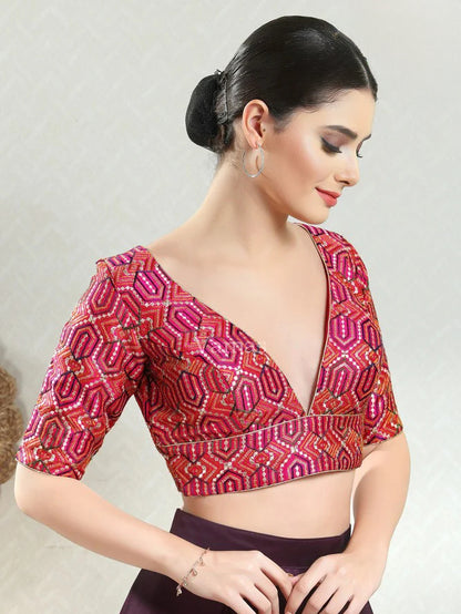 Silk Embroidered Work Blouse - Roop Darshan