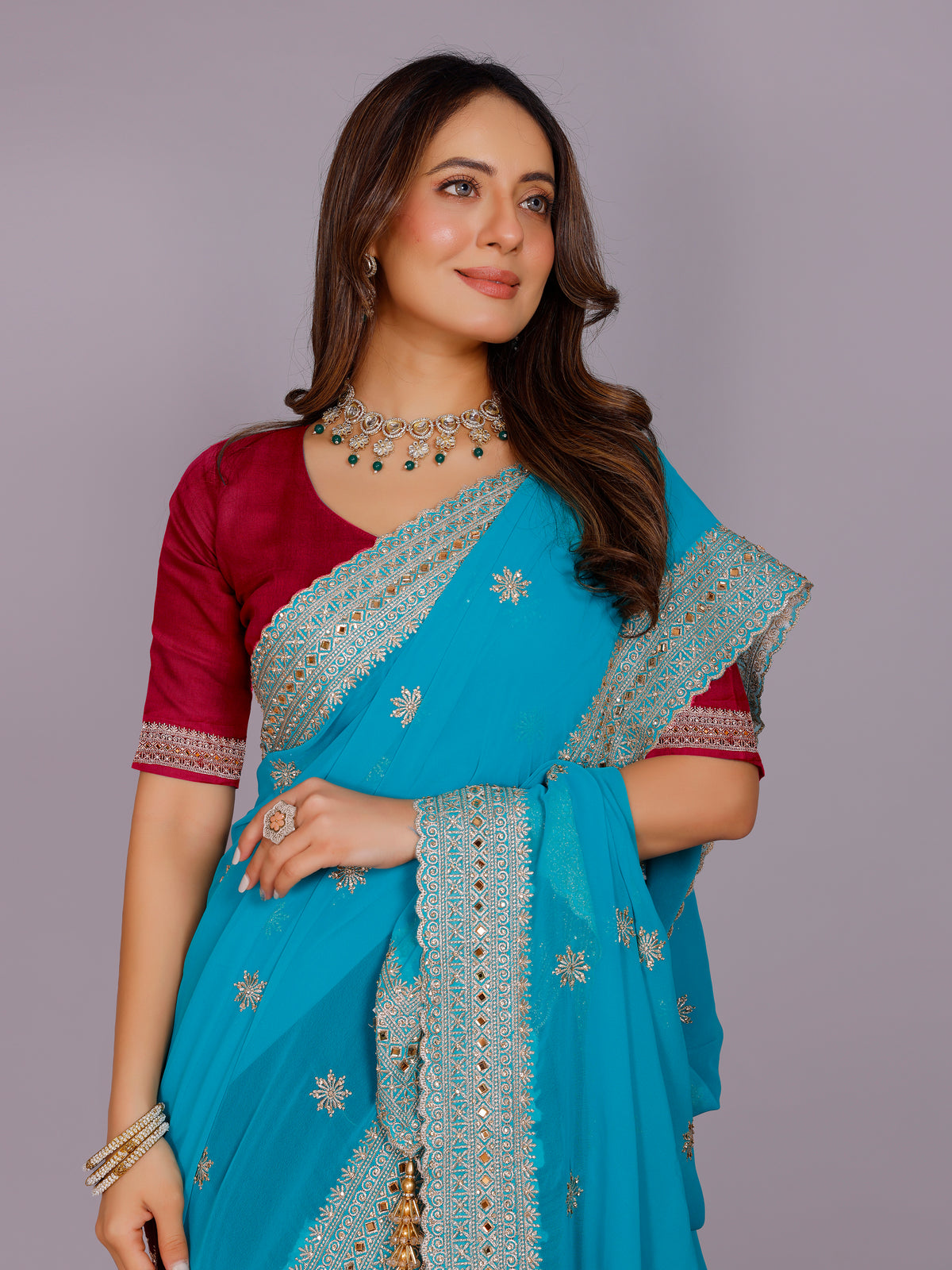 Avira Georgette Embroidered Saree