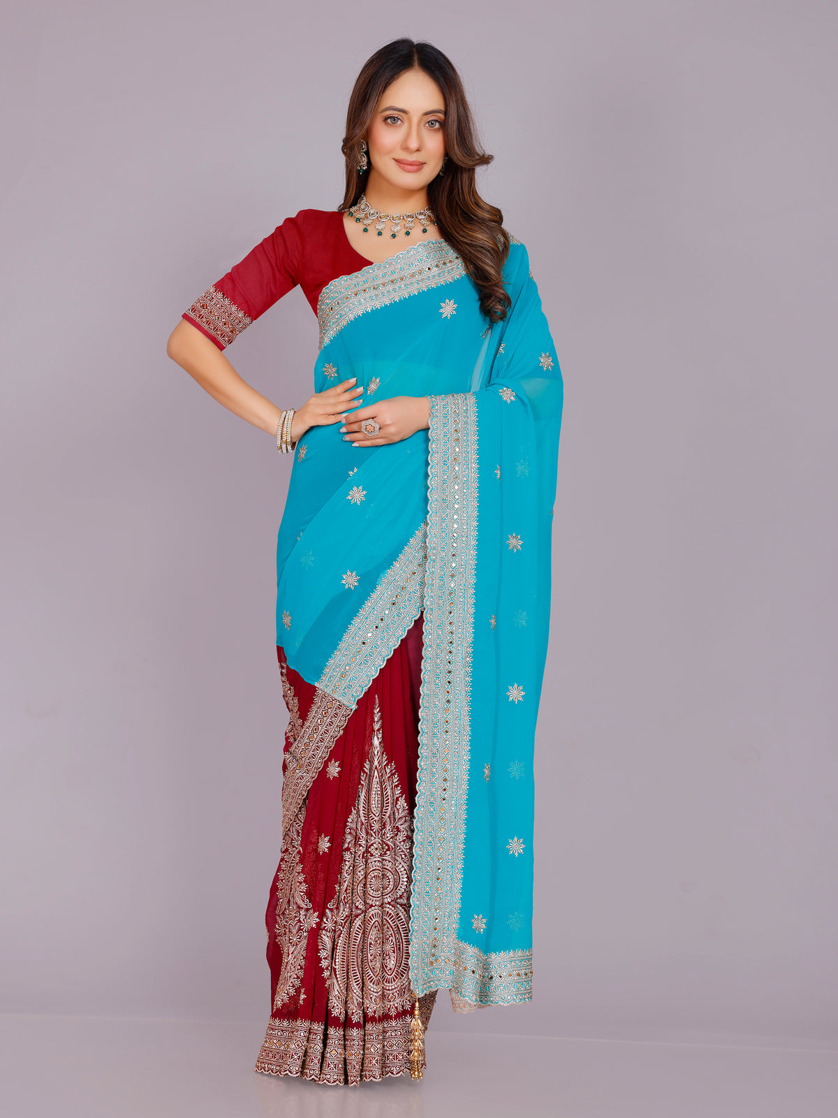 Avira Georgette Embroidered Saree