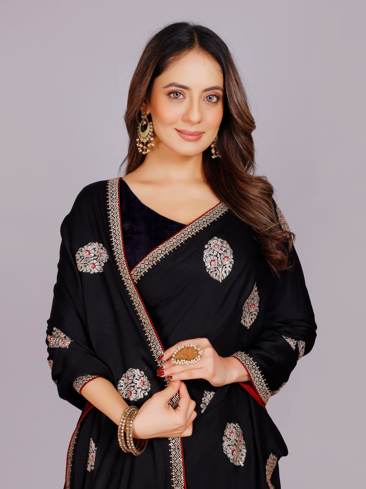 Dhwani Silk Embroidered Saree - Roop Darshan