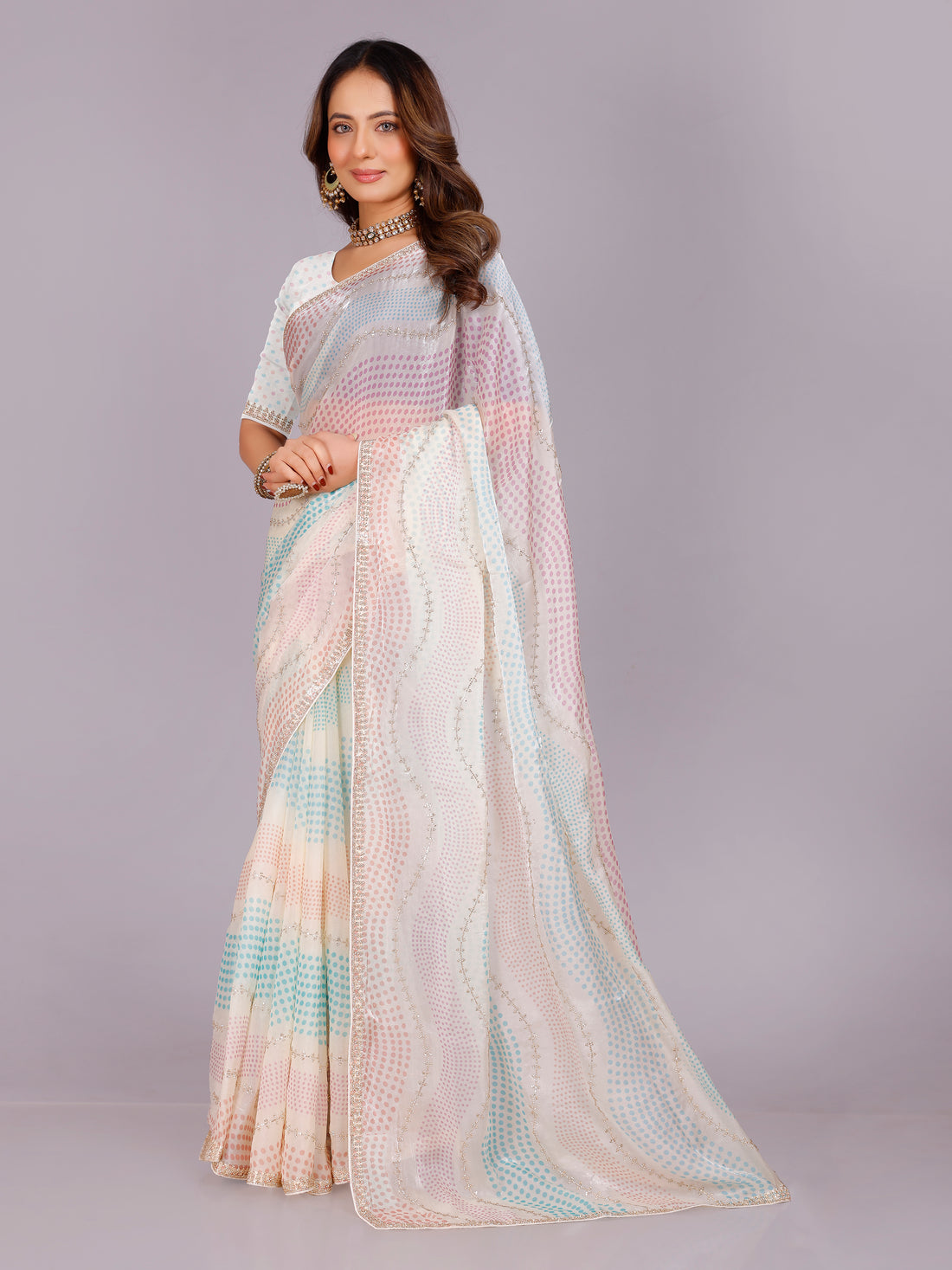 Janvika Organza Printed Saree