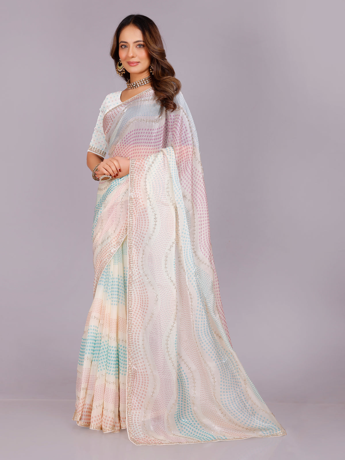 Janvika Organza Printed Saree