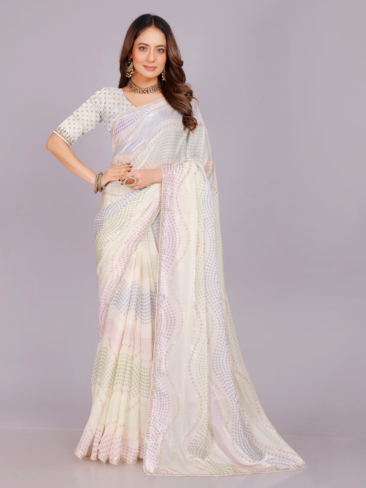 Janvika Organza Printed Saree