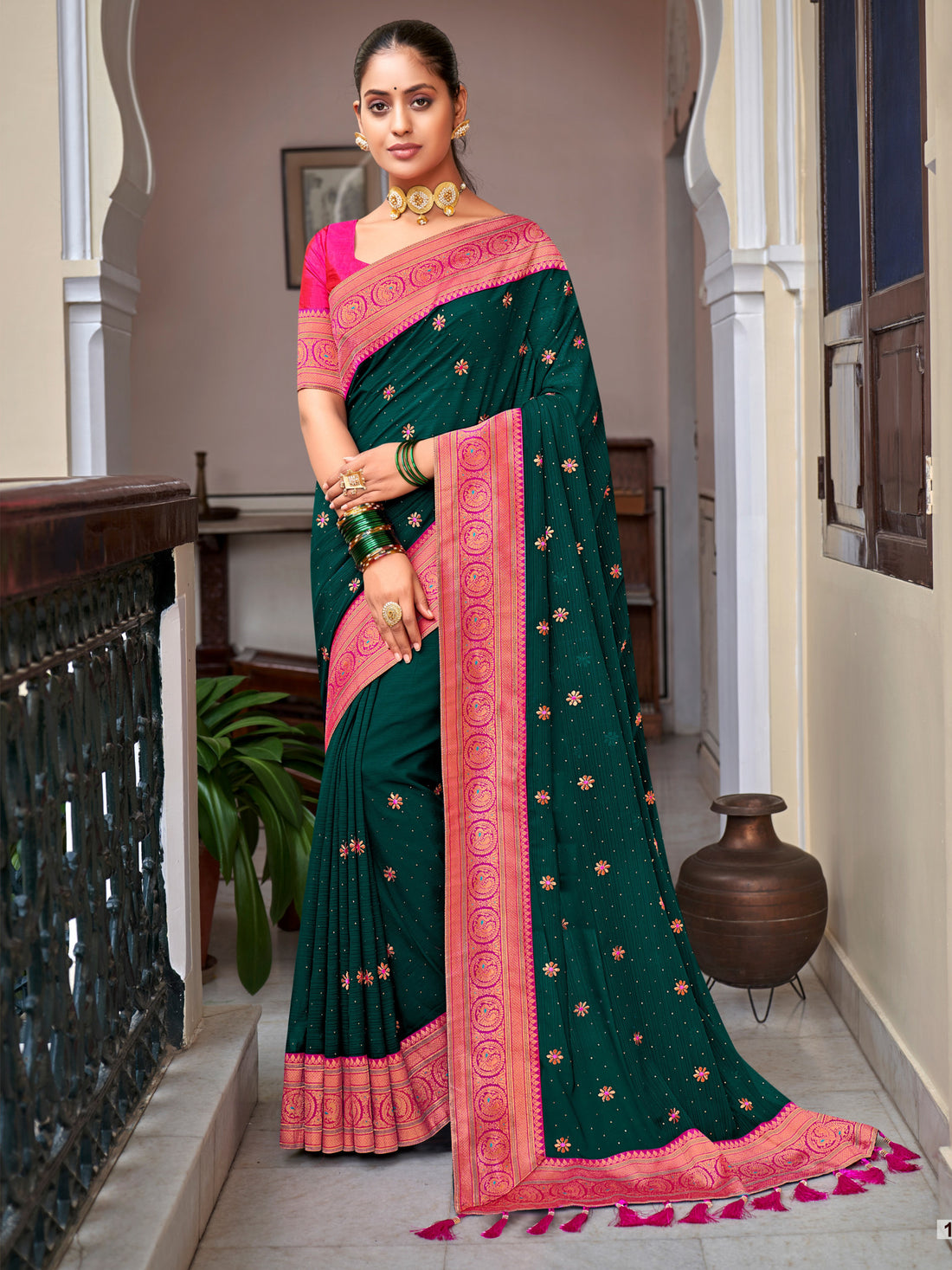 Ziya Silk Contrast Border Saree