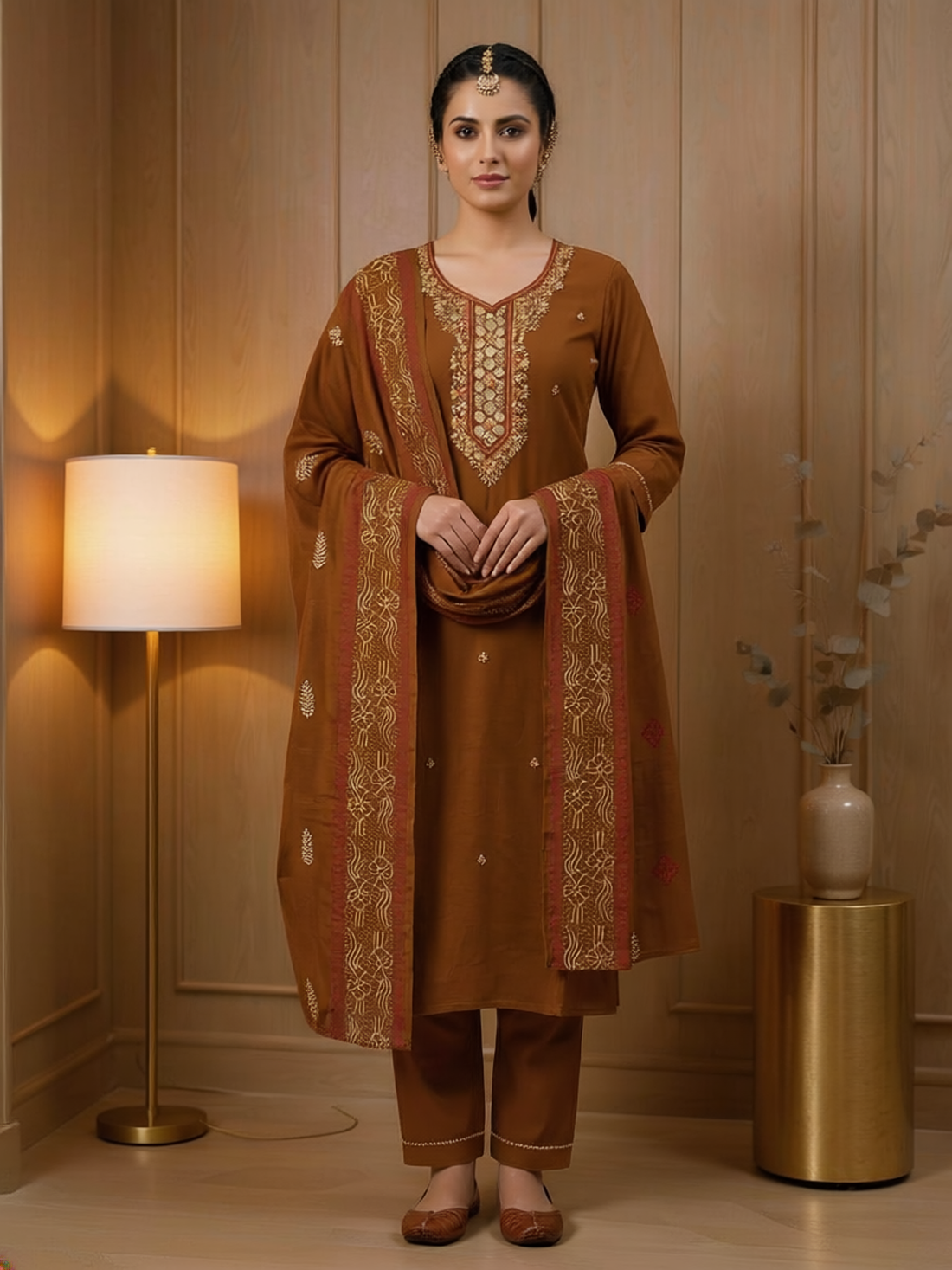 Abhira Silk Straight-Cut Suit