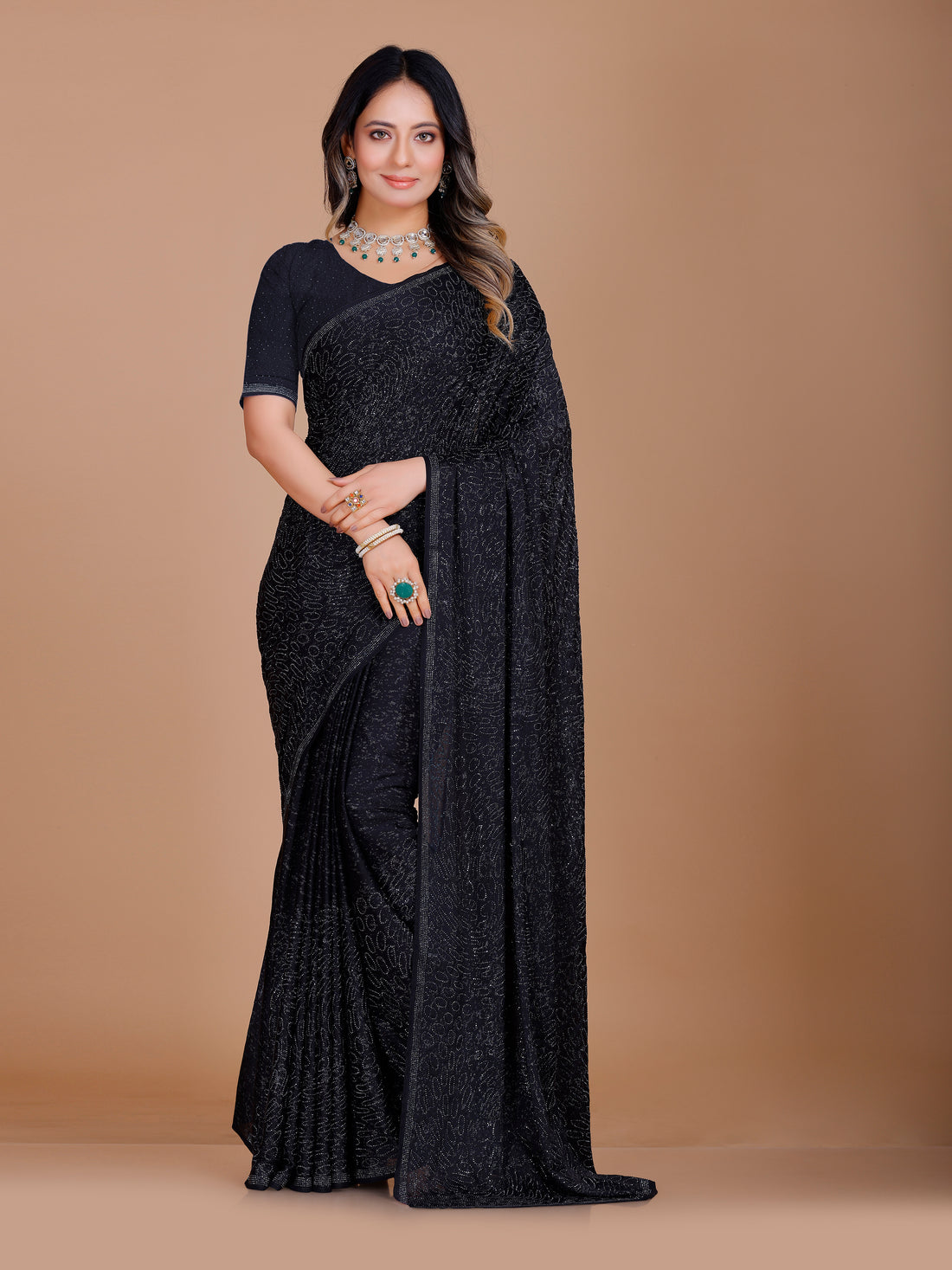 Gehna Satin Stone Work Saree - Roop Darshan