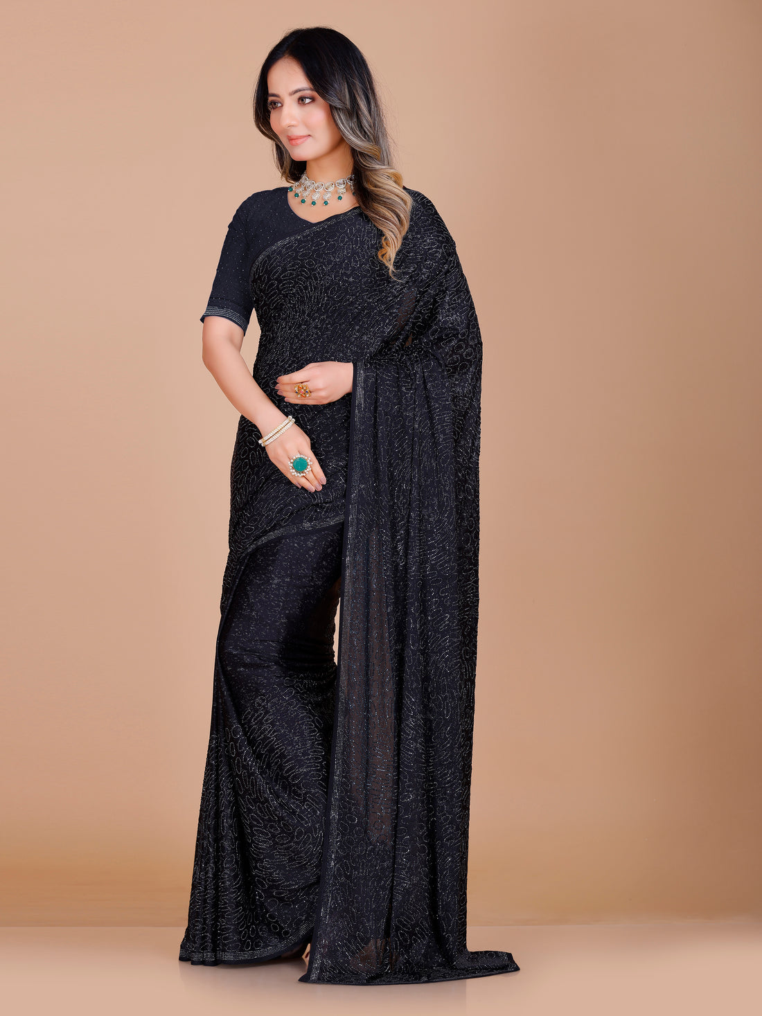 Gehna Satin Stone Work Saree - Roop Darshan