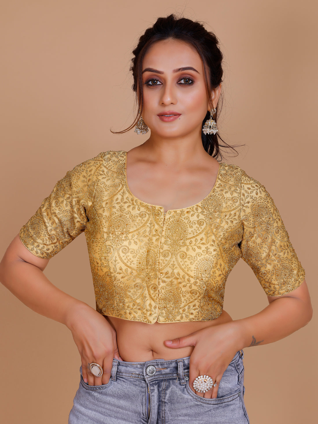 Net Embroidered Stone Work Blouse