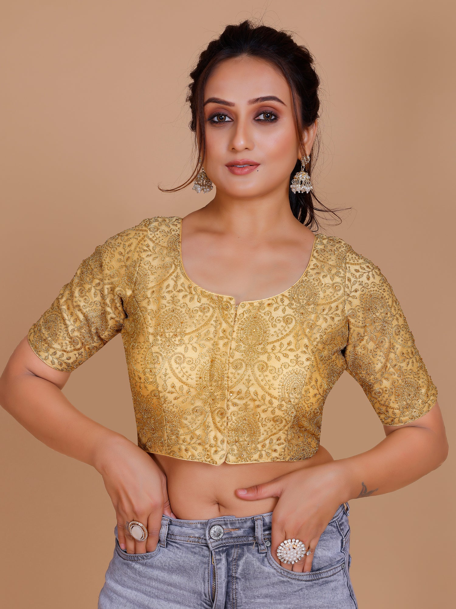 Net Embroidered Stone Work Blouse