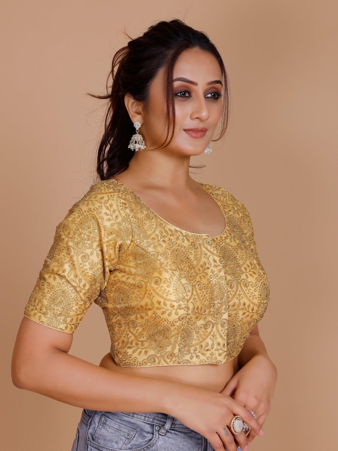 Net Embroidered Stone Work Blouse