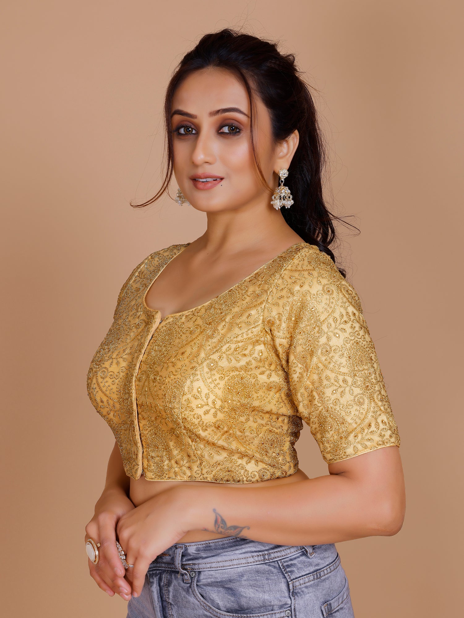 Net Embroidered Stone Work Blouse