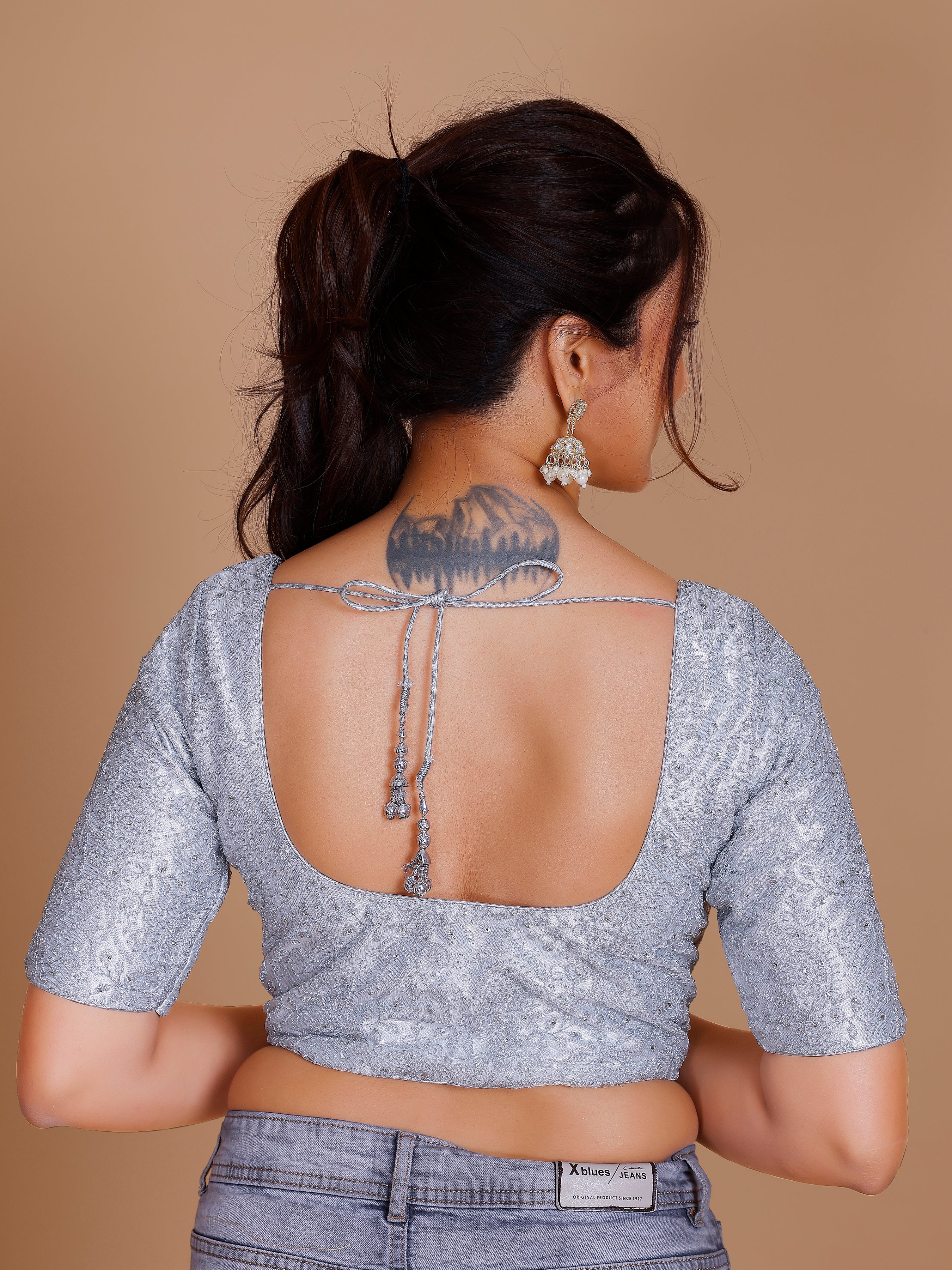 Net Embroidered Stone Work Blouse