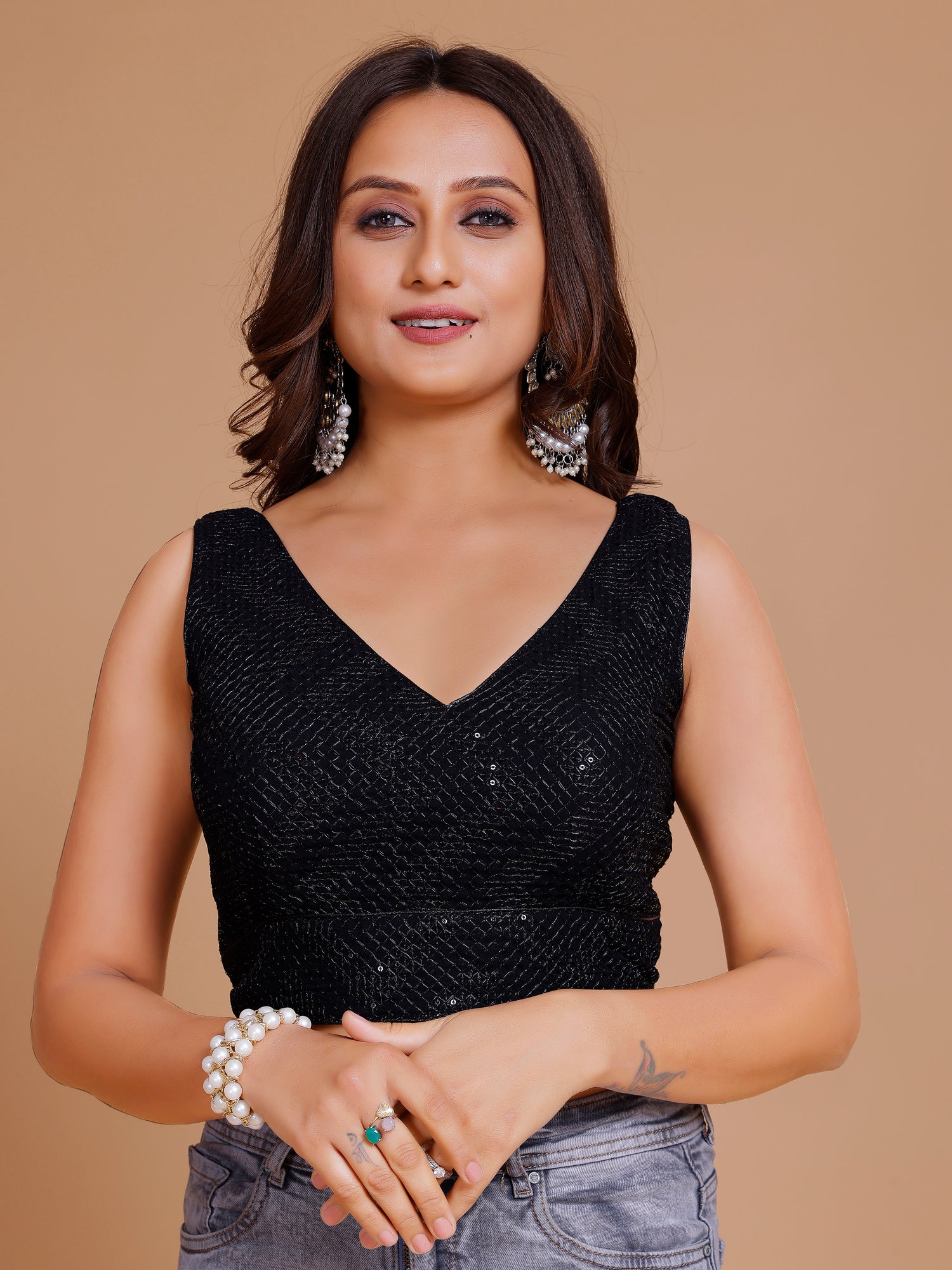 Georgette Sequence Work Blouse - Roop Darshan