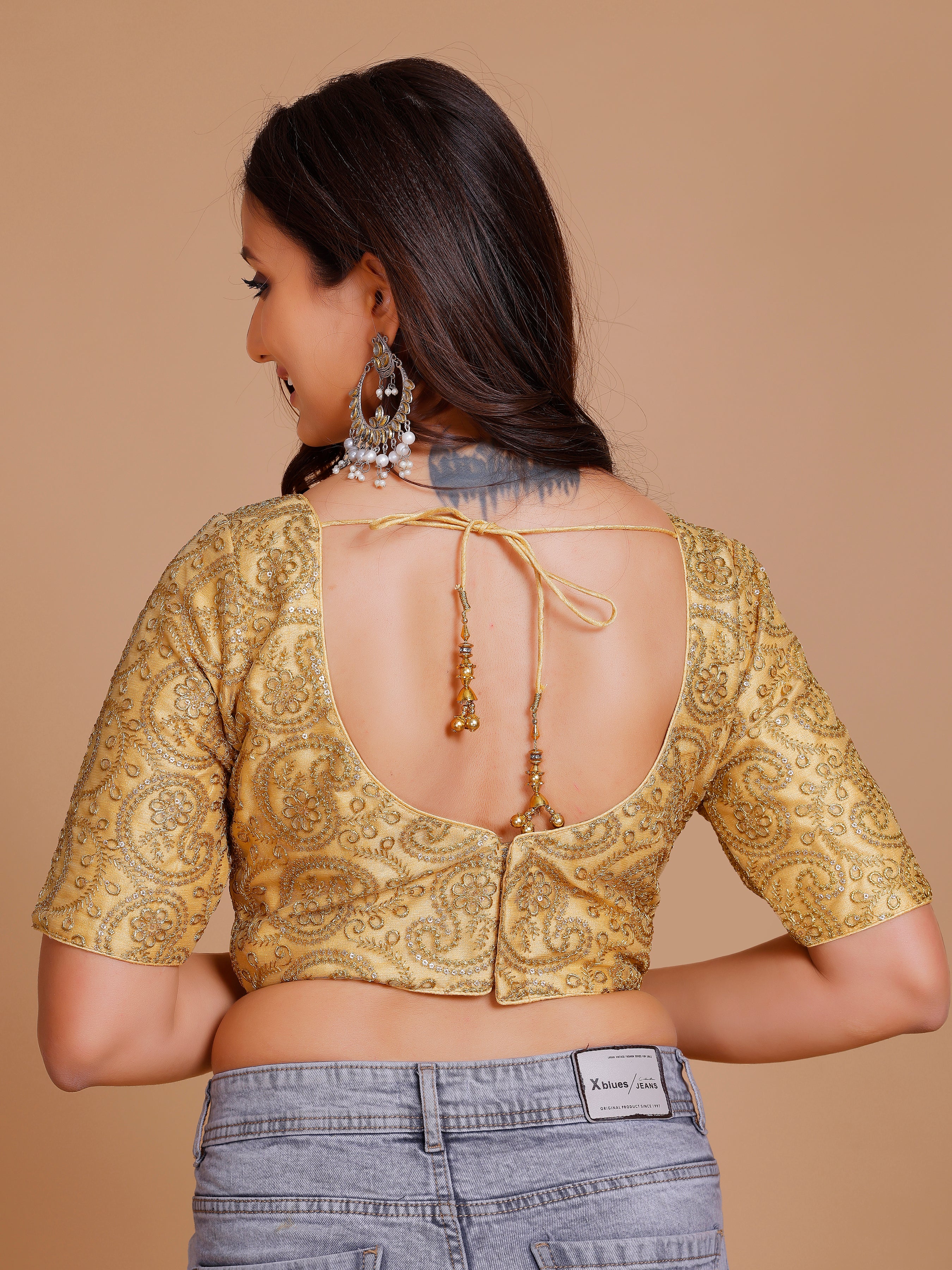 Net Embroidered Tiki Work Blouse - Roop Darshan