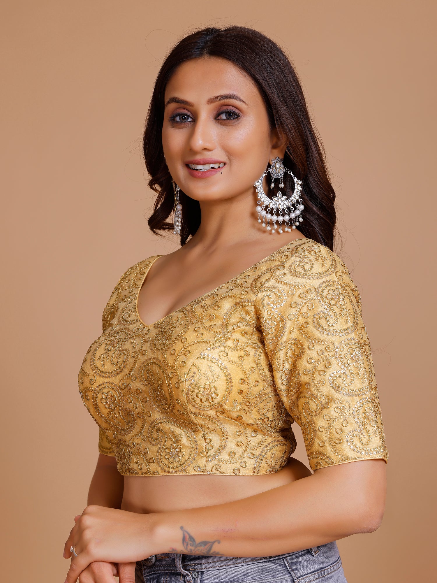 Net Embroidered Tiki Work Blouse