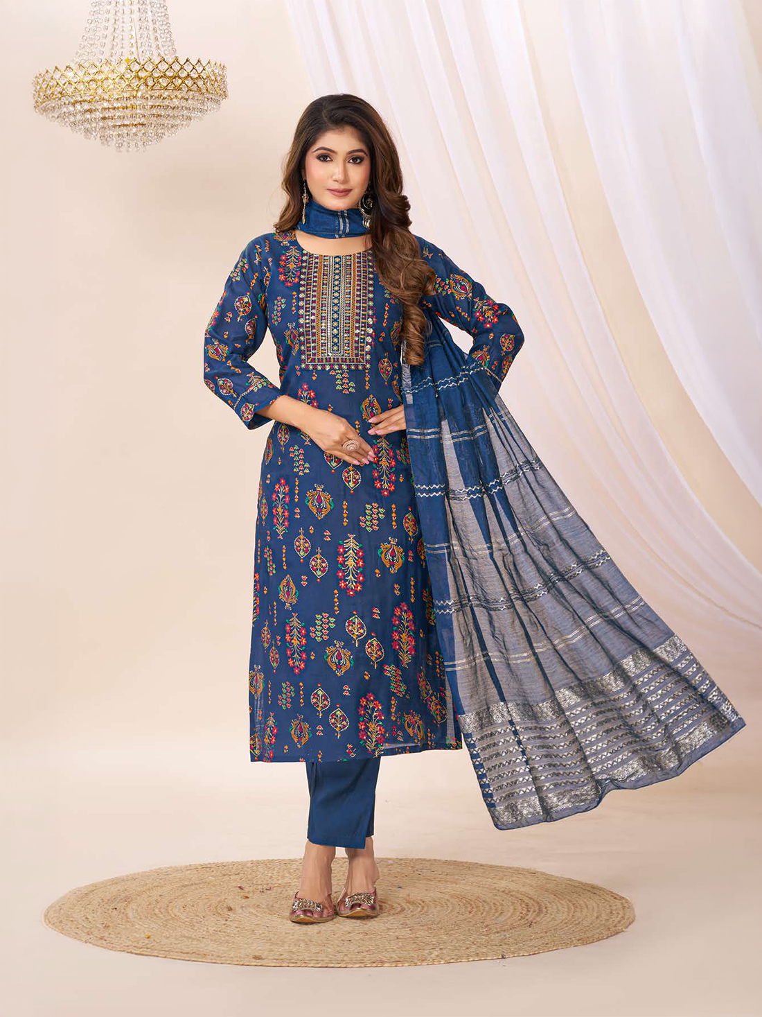 Mishika Printed Silk Suit Set