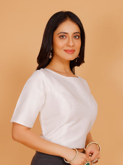 Ladies Dupion Silk Crop Top Blouse