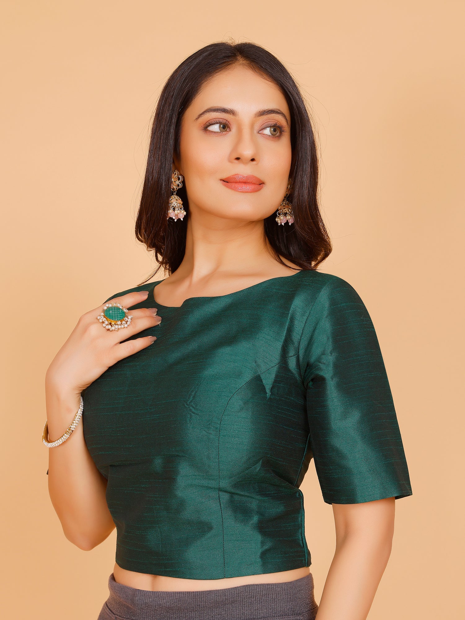 Ladies Dupion Silk Crop Top Blouse