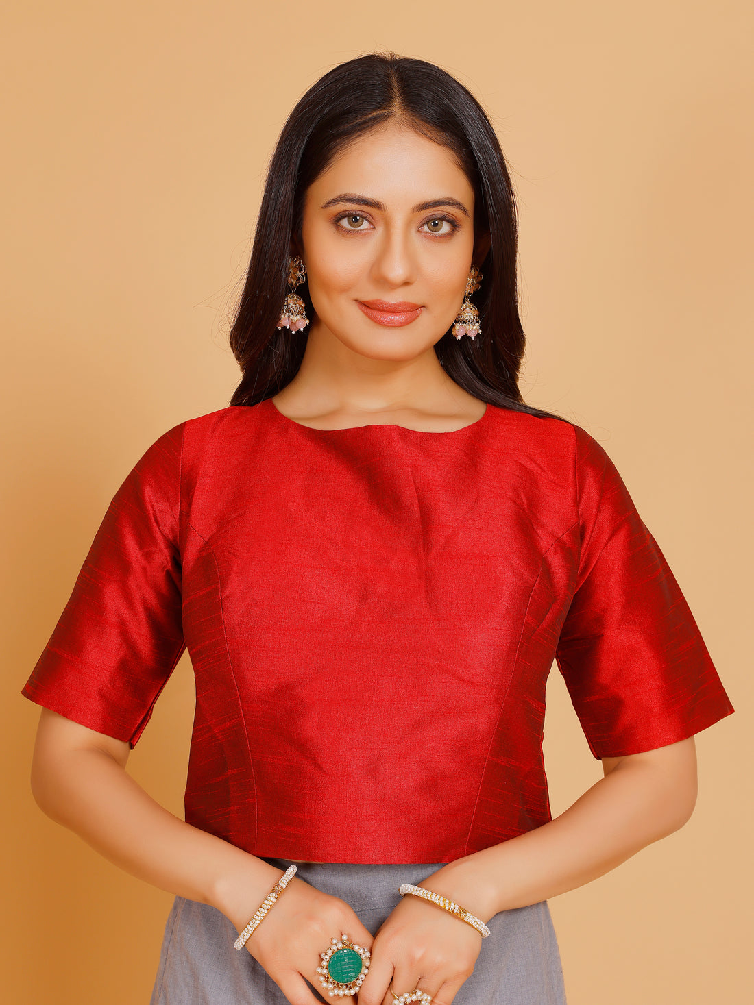 Ladies Dupion Silk Crop Top Blouse