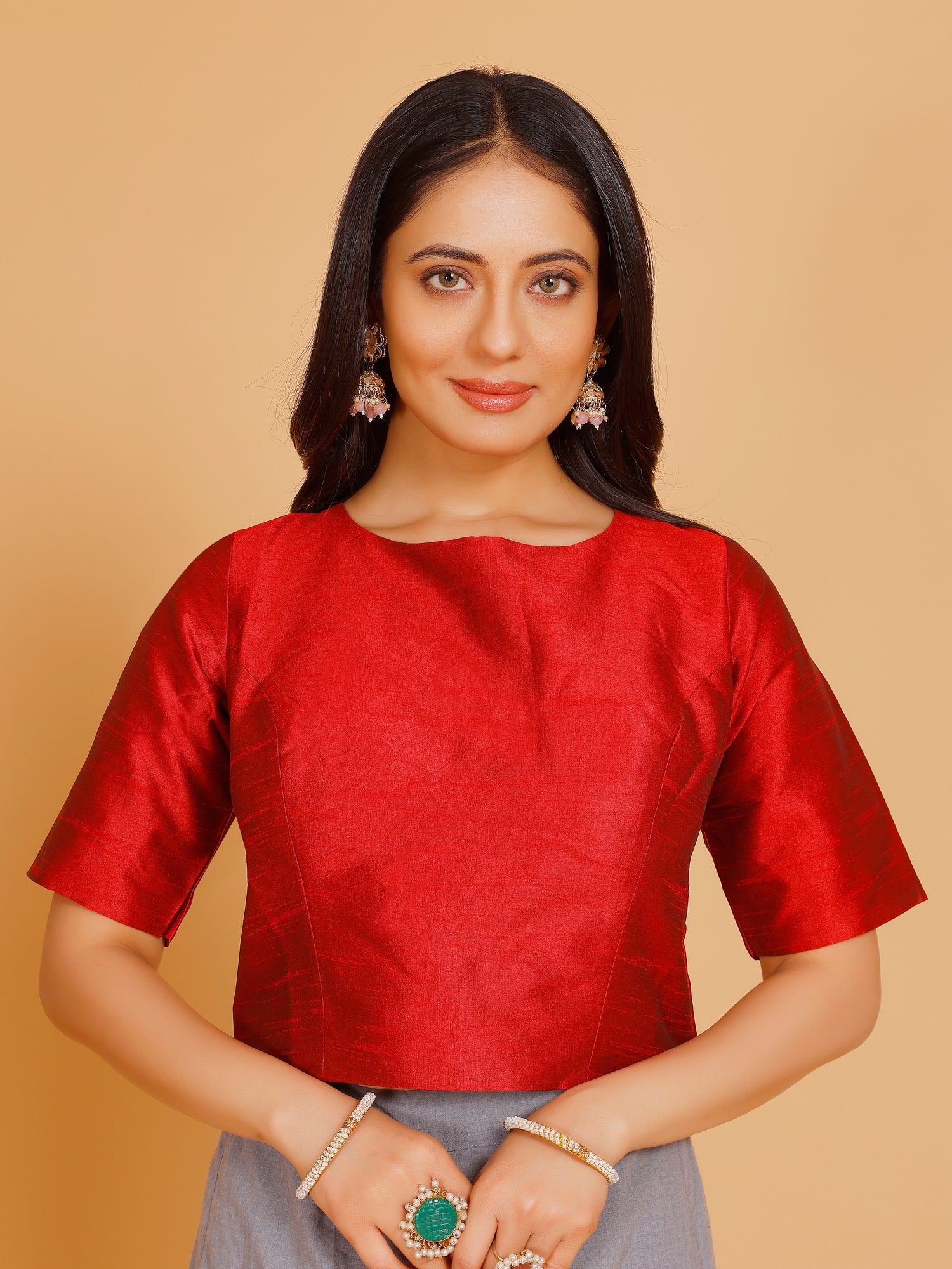 Ladies Dupion Silk Crop Top Blouse