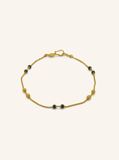 22ct Gold Black Bead Bracelet