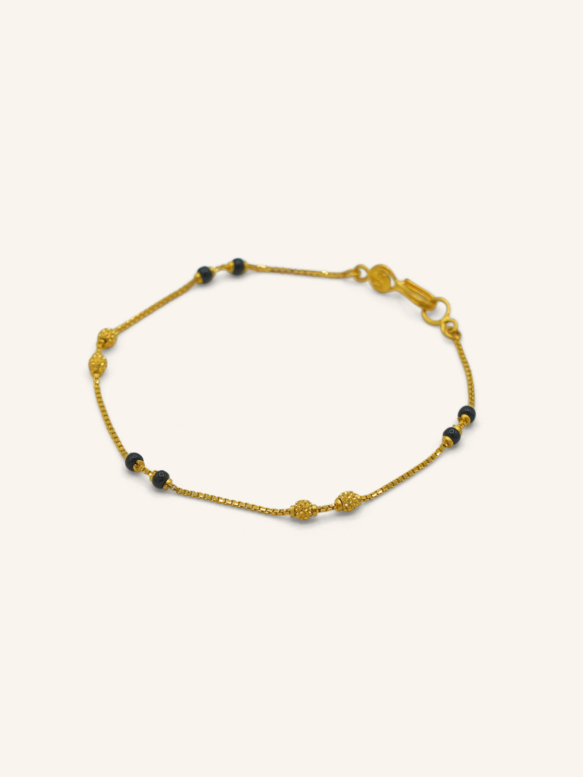 22ct Gold Black Bead Bracelet
