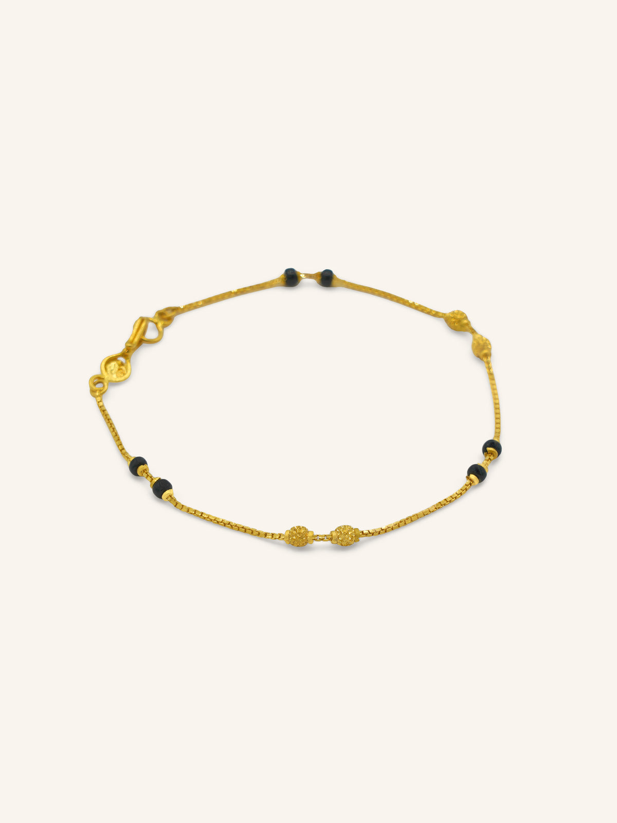 22ct Gold Black Bead Bracelet