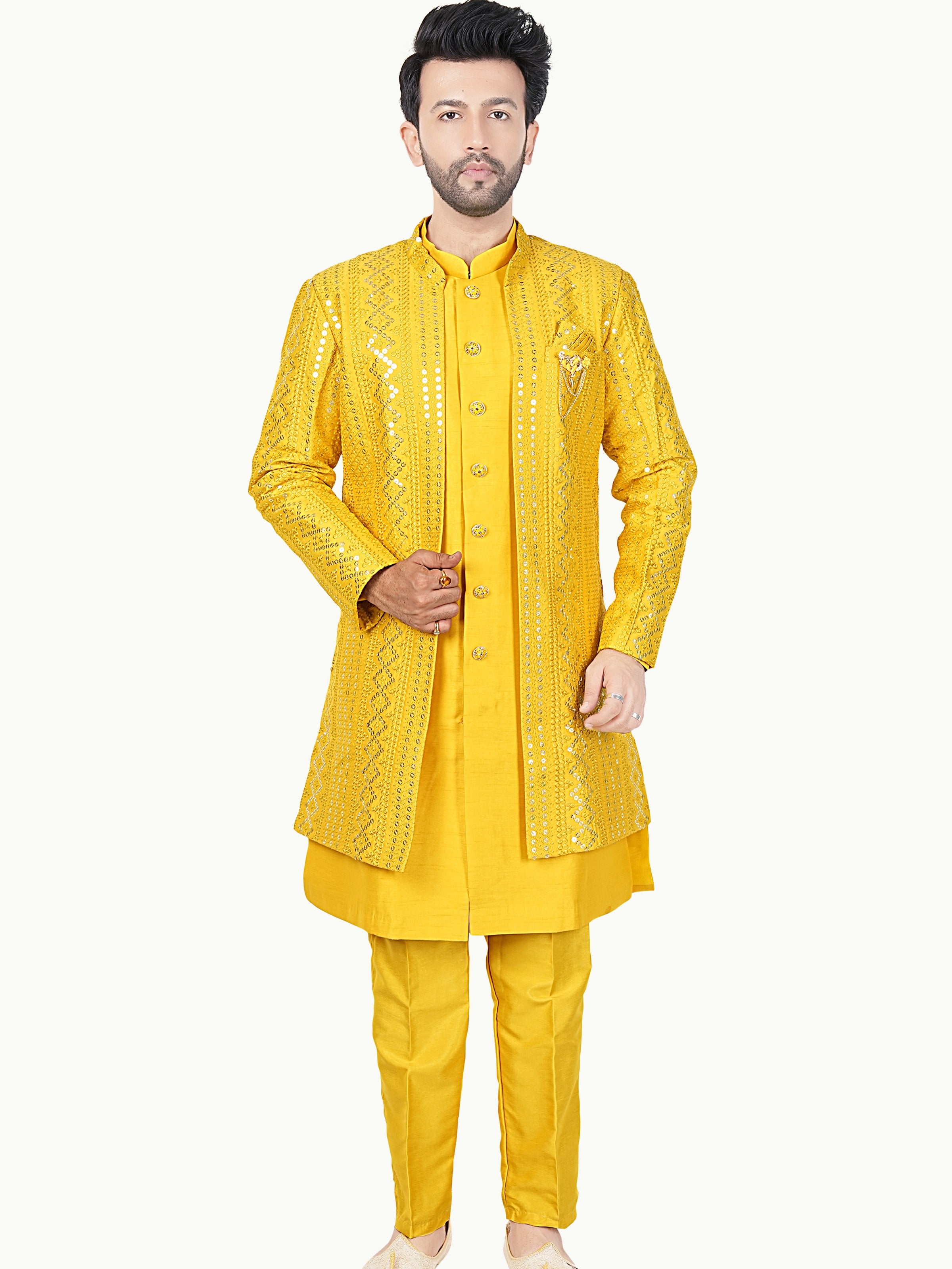 Mens Kurta Set With Jacket - Roop Darshan