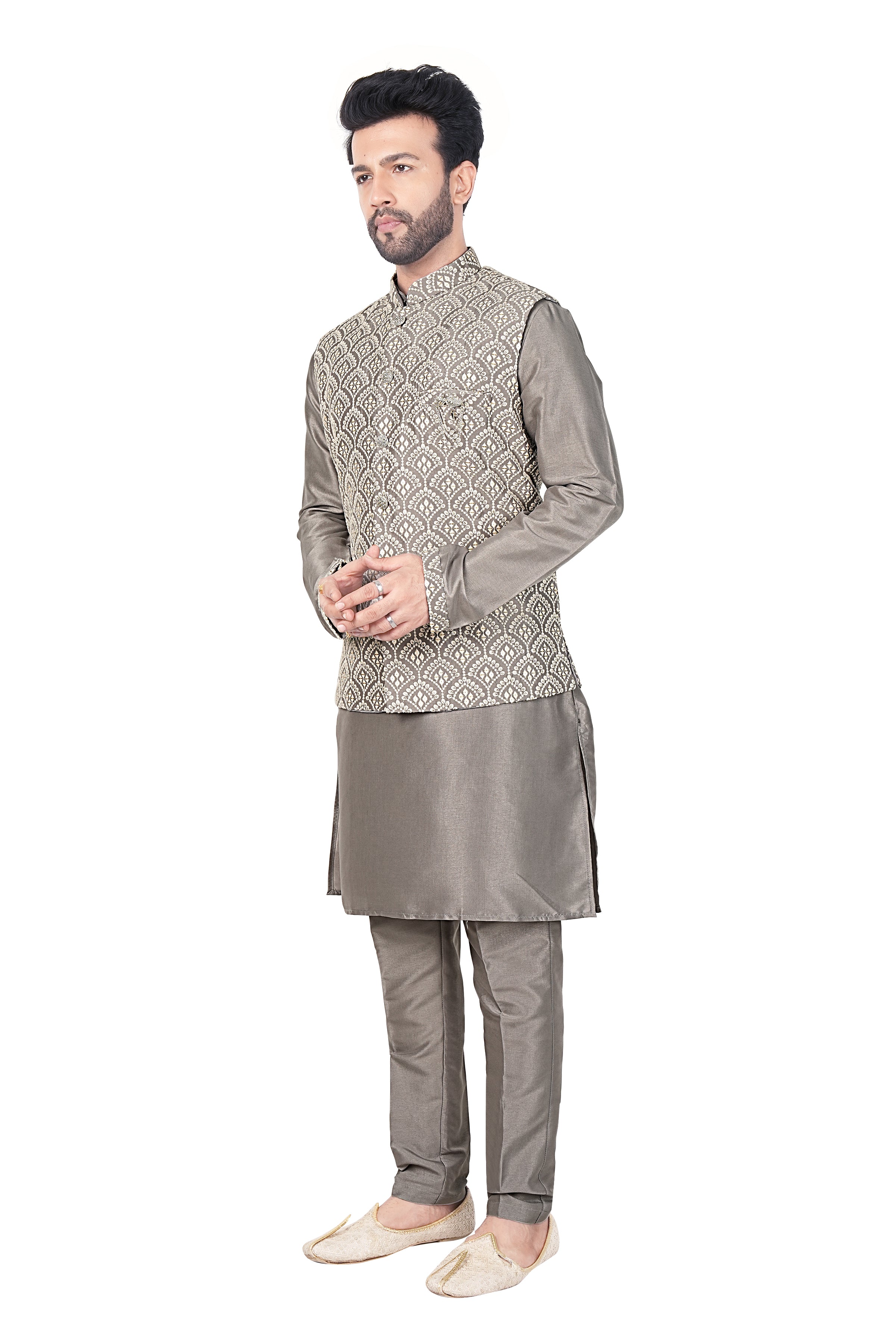 Mens Kurta Set With Jacket - Roop Darshan