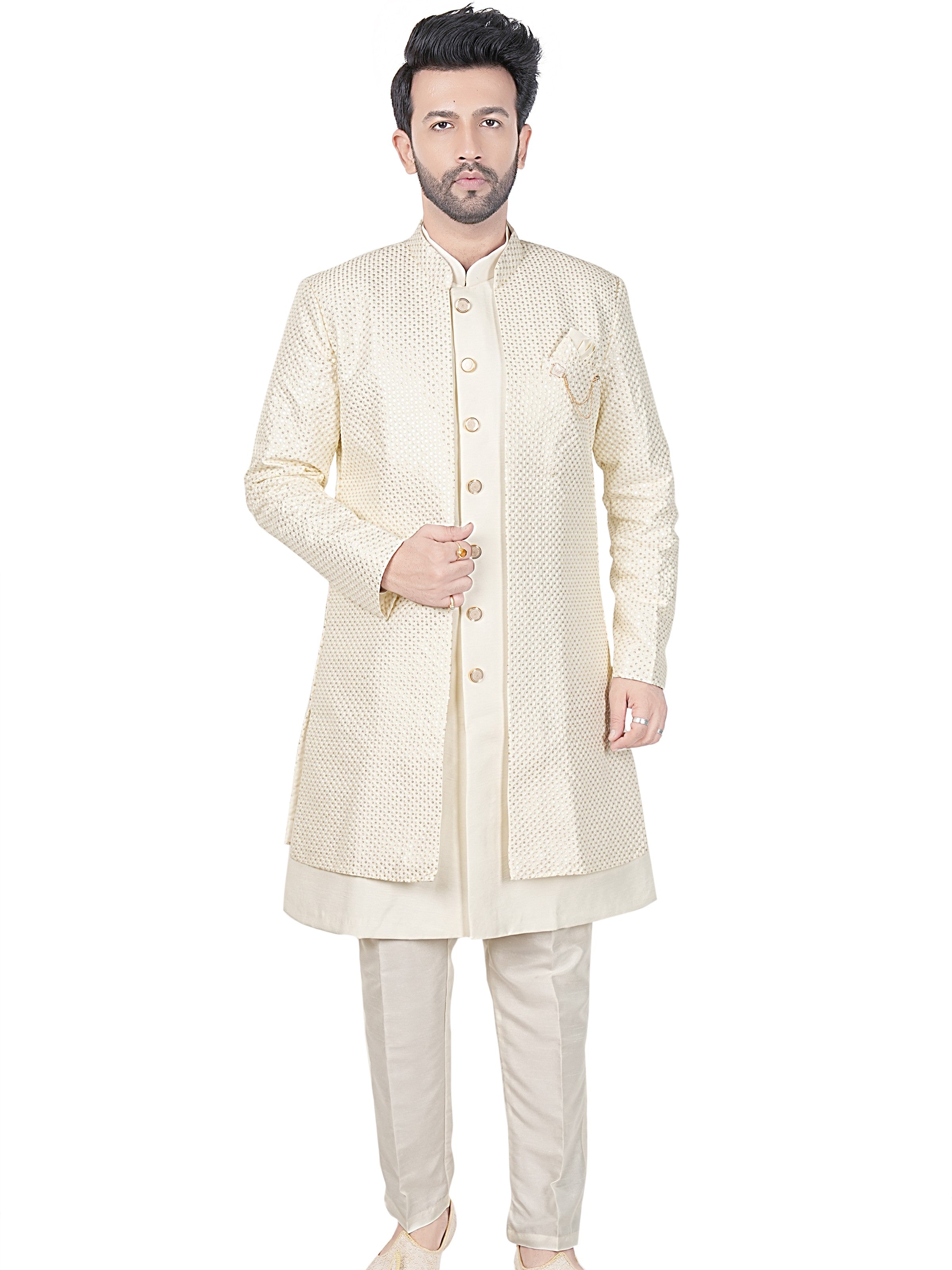 Mens Kurta Set With Jacket - Roop Darshan