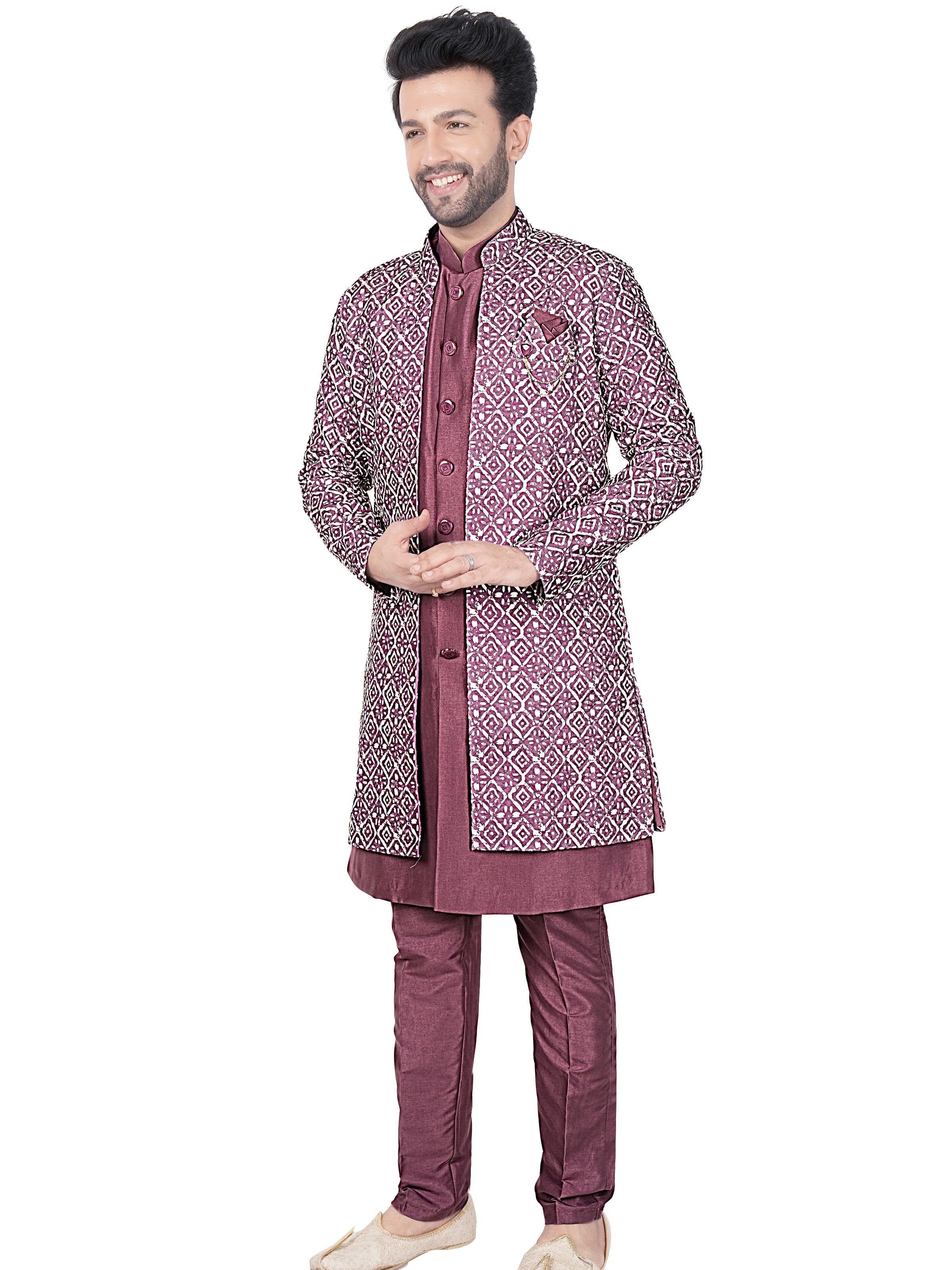 Mens Kurta Set With Jacket - Roop Darshan