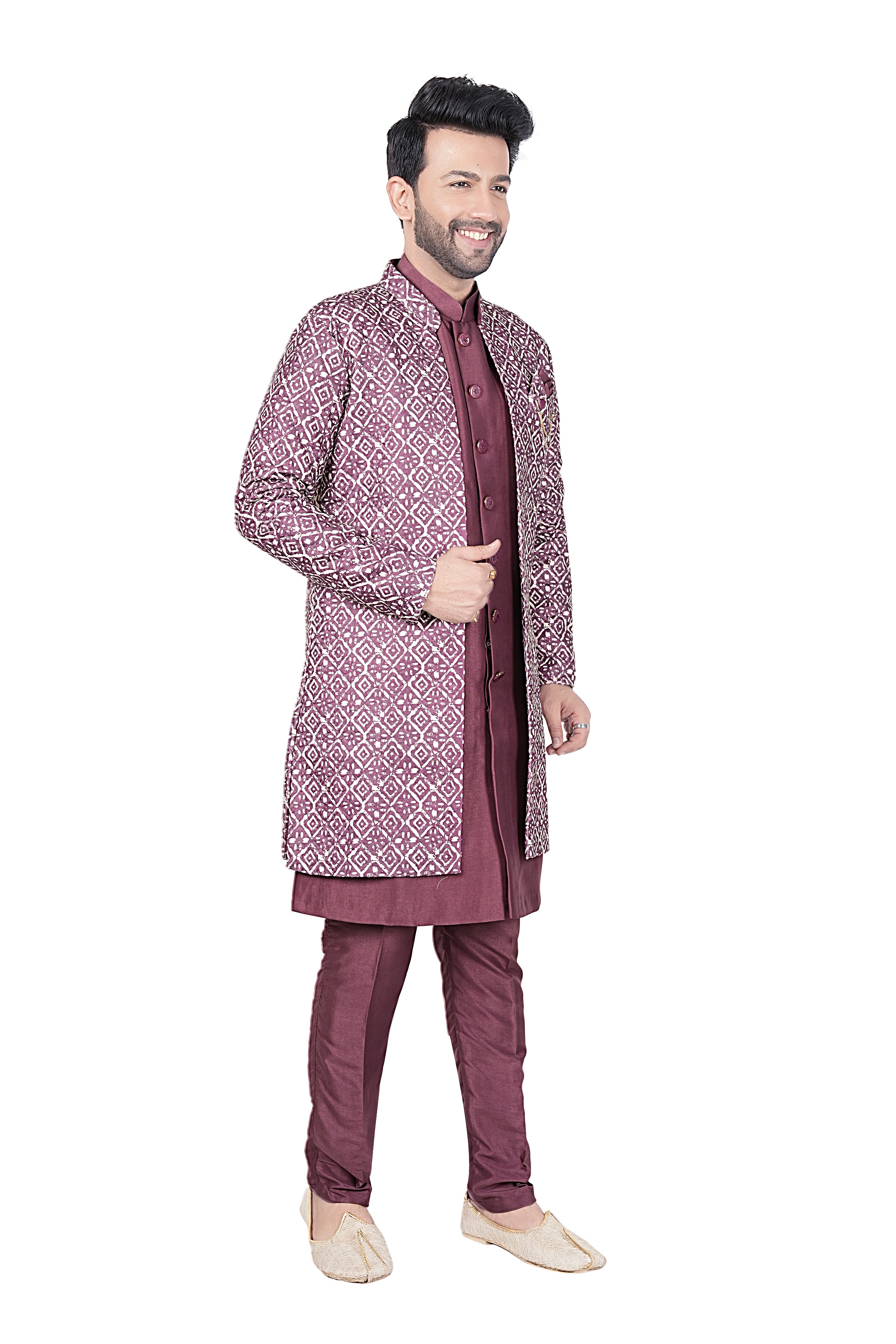 Mens Kurta Set With Jacket - Roop Darshan