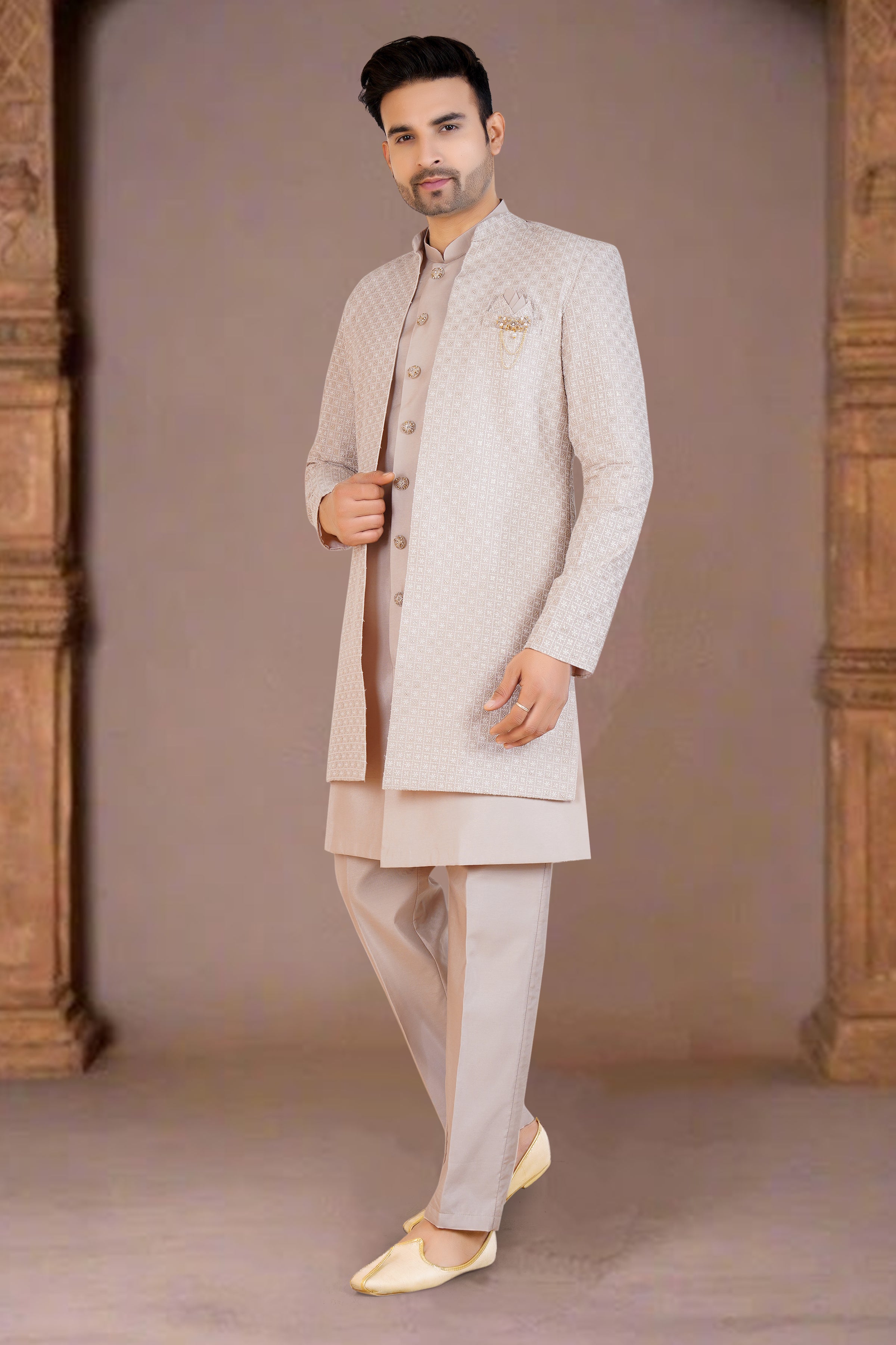 Mens Kurta Set With Jacket - Roop Darshan
