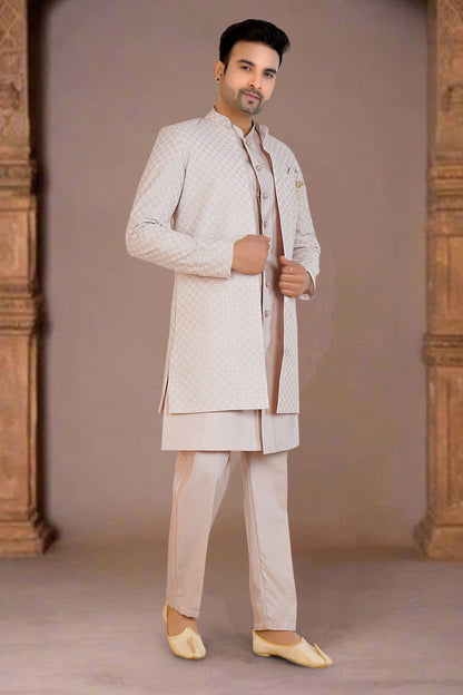 Mens Kurta Set With Jacket - Roop Darshan