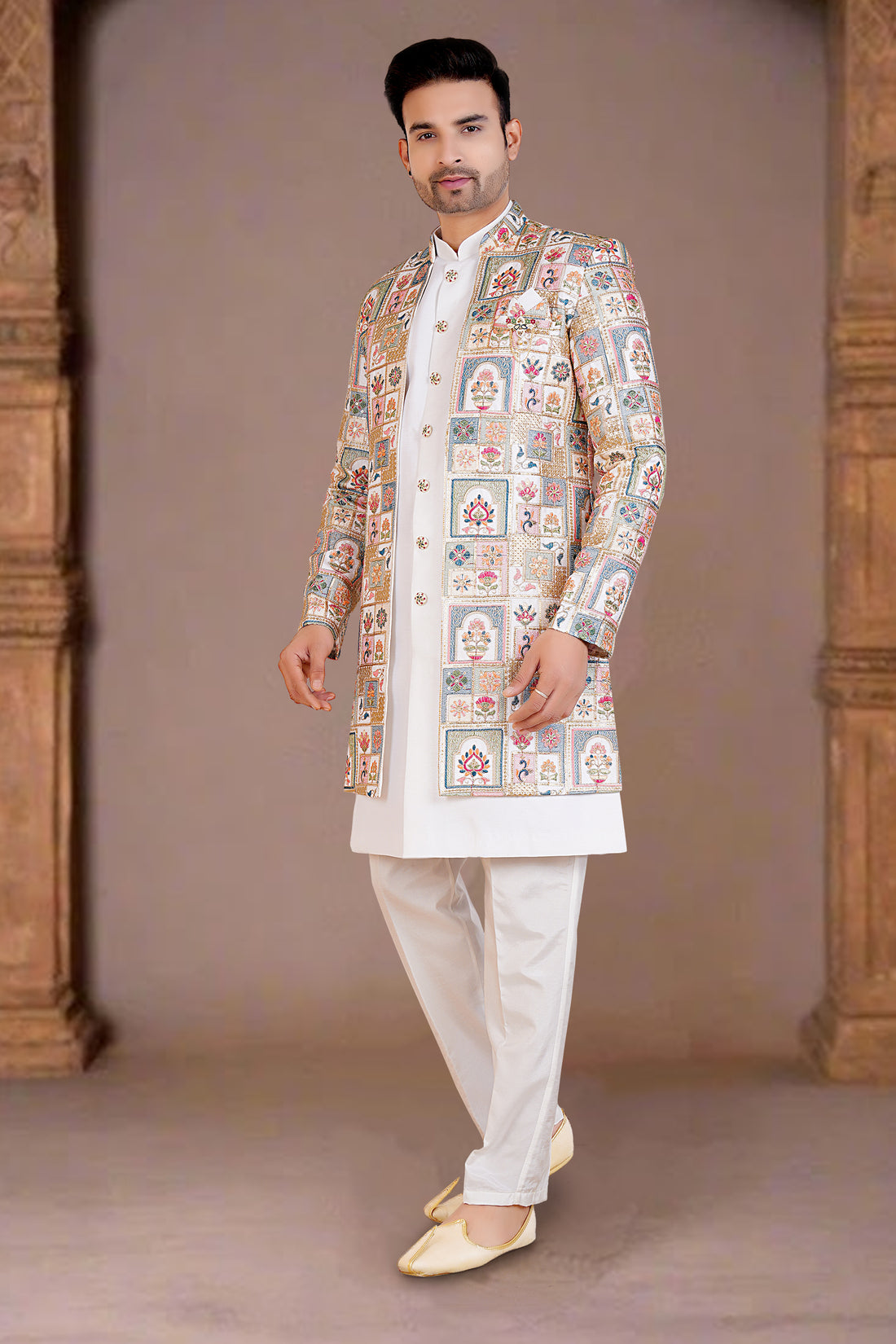 Mens Kurta Set With Jacket - Roop Darshan