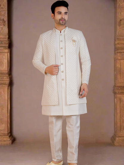 Mens Kurta Set With Jacket - Roop Darshan