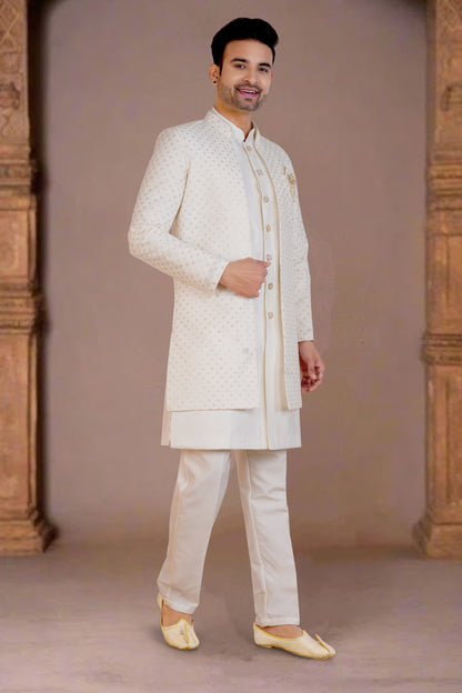 Mens Kurta Set With Jacket - Roop Darshan