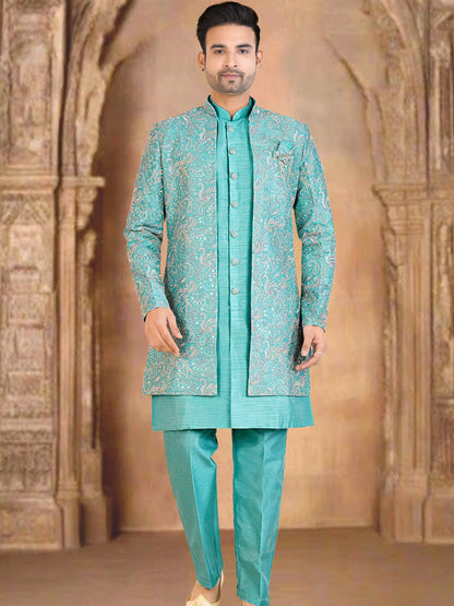 Mens Kurta Set With Jacket - Roop Darshan
